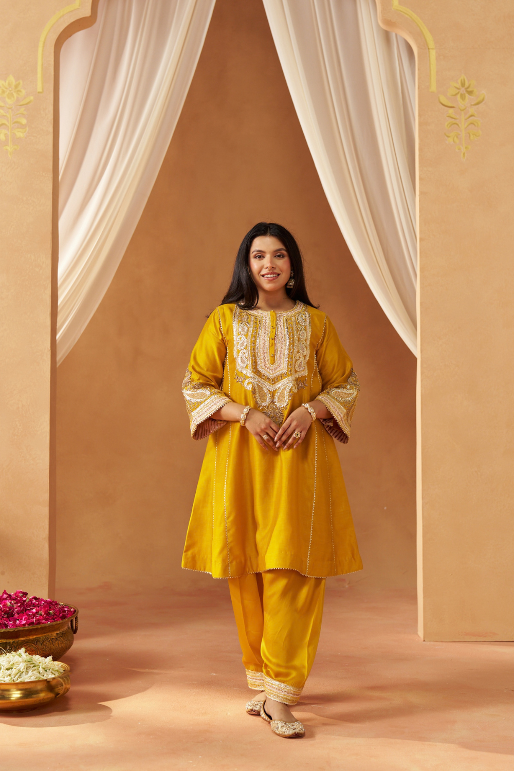 Zimal Mustard Chauga With Salwar