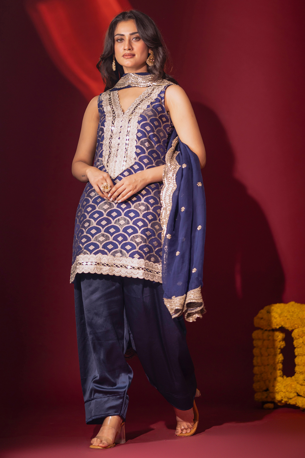 Blue Kurta and Farshi Salwar Set