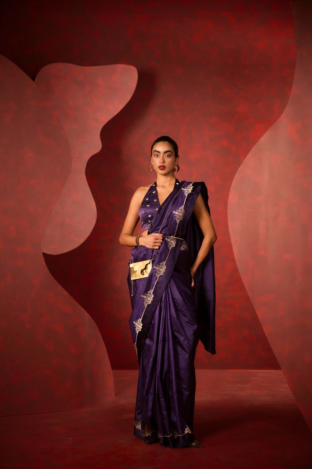 The Siren Saree in Purple