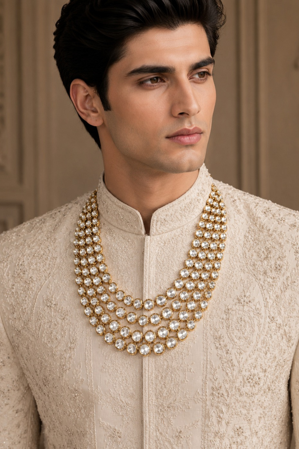 Layered Kundan Gold Plated Groom Mala