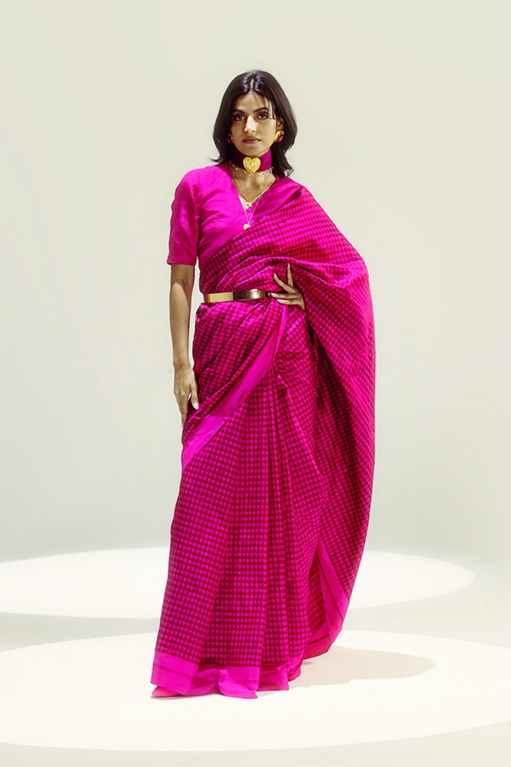 Pink Resham Houndstooth