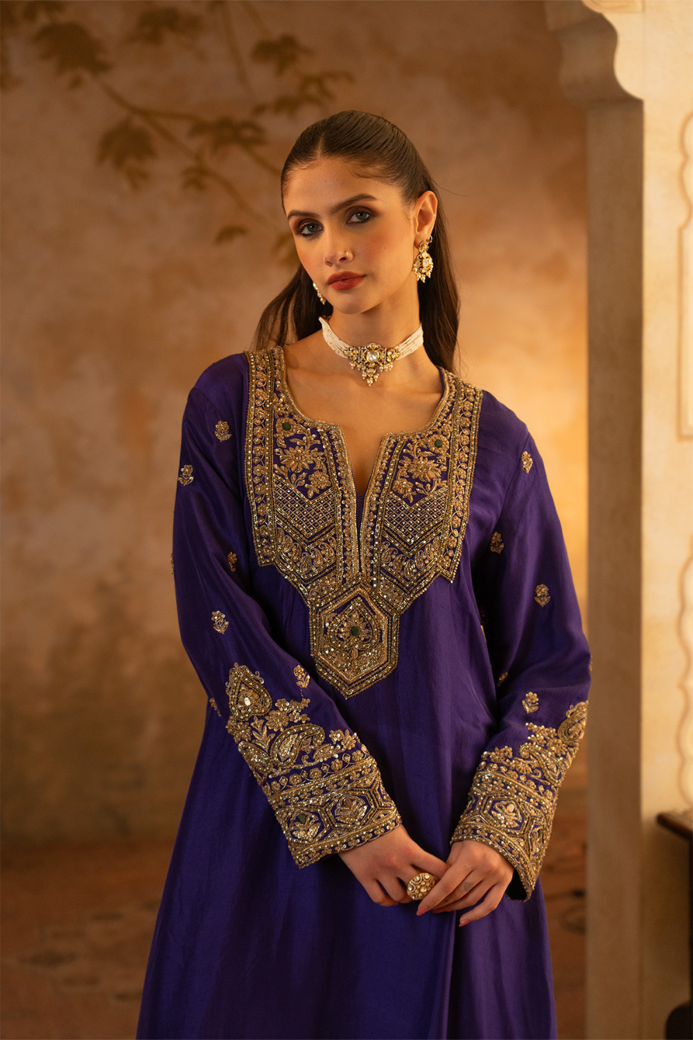 Purple Silk Suit Set