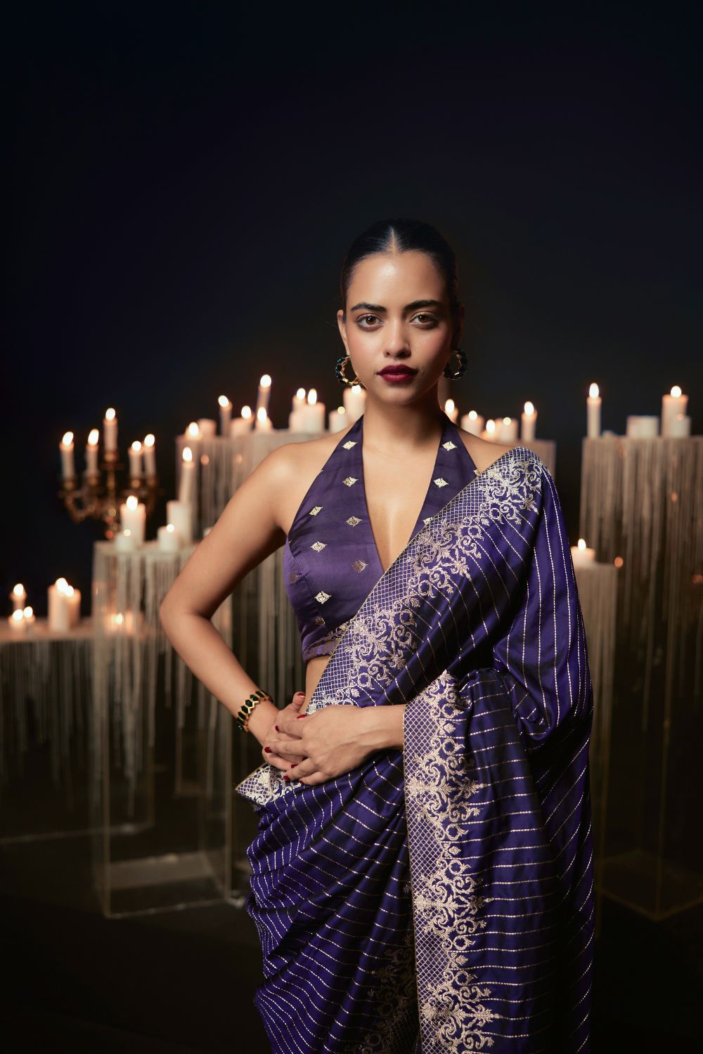 Purple Heart Saree navy