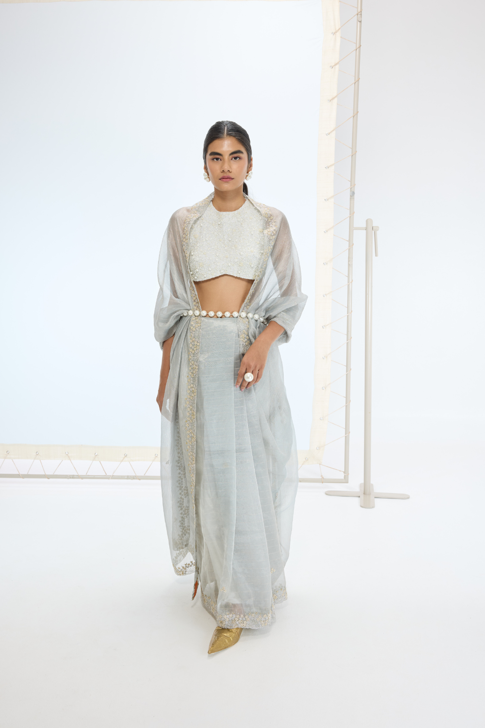 The Eva Saree in Sea Green