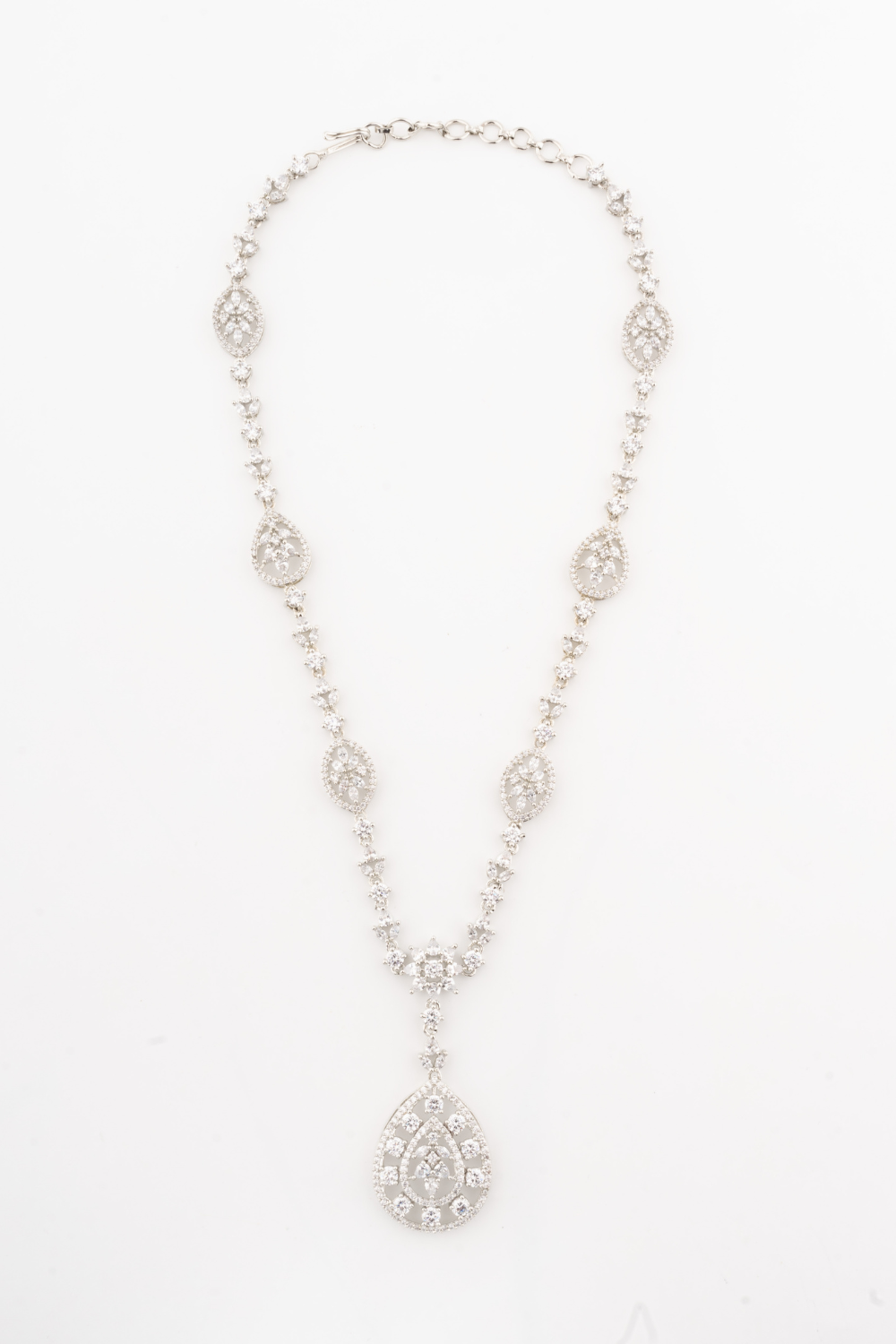 Luxury Cubic Zirconia Teardrop Necklace Set with Statement Earrings