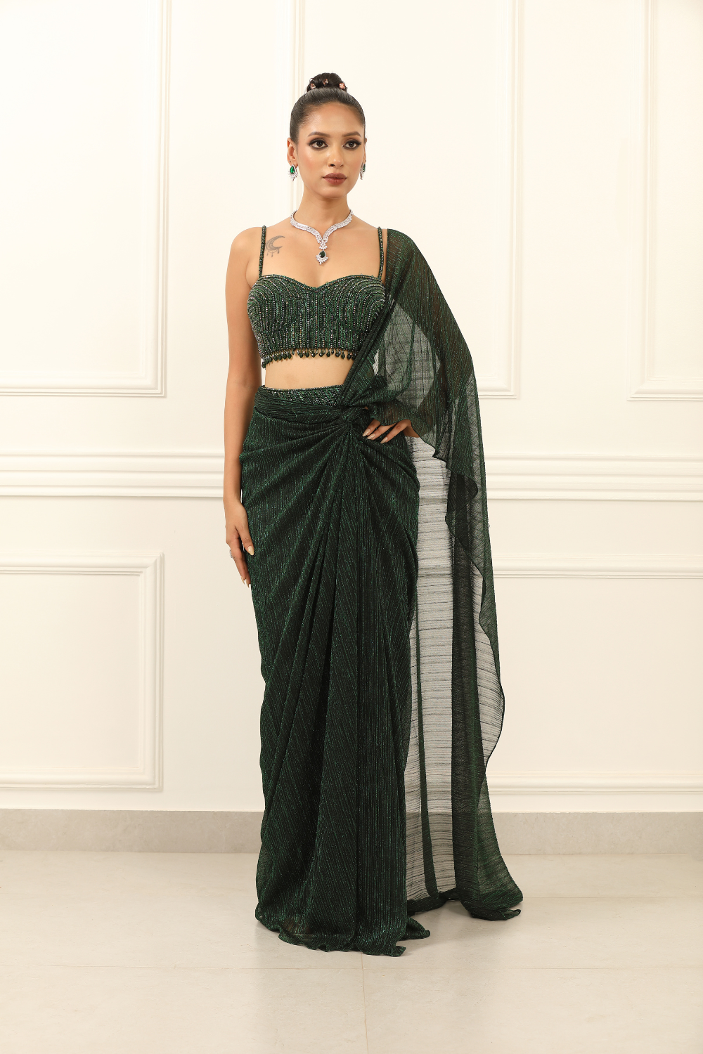 Emerald Eclipse Drape Saree