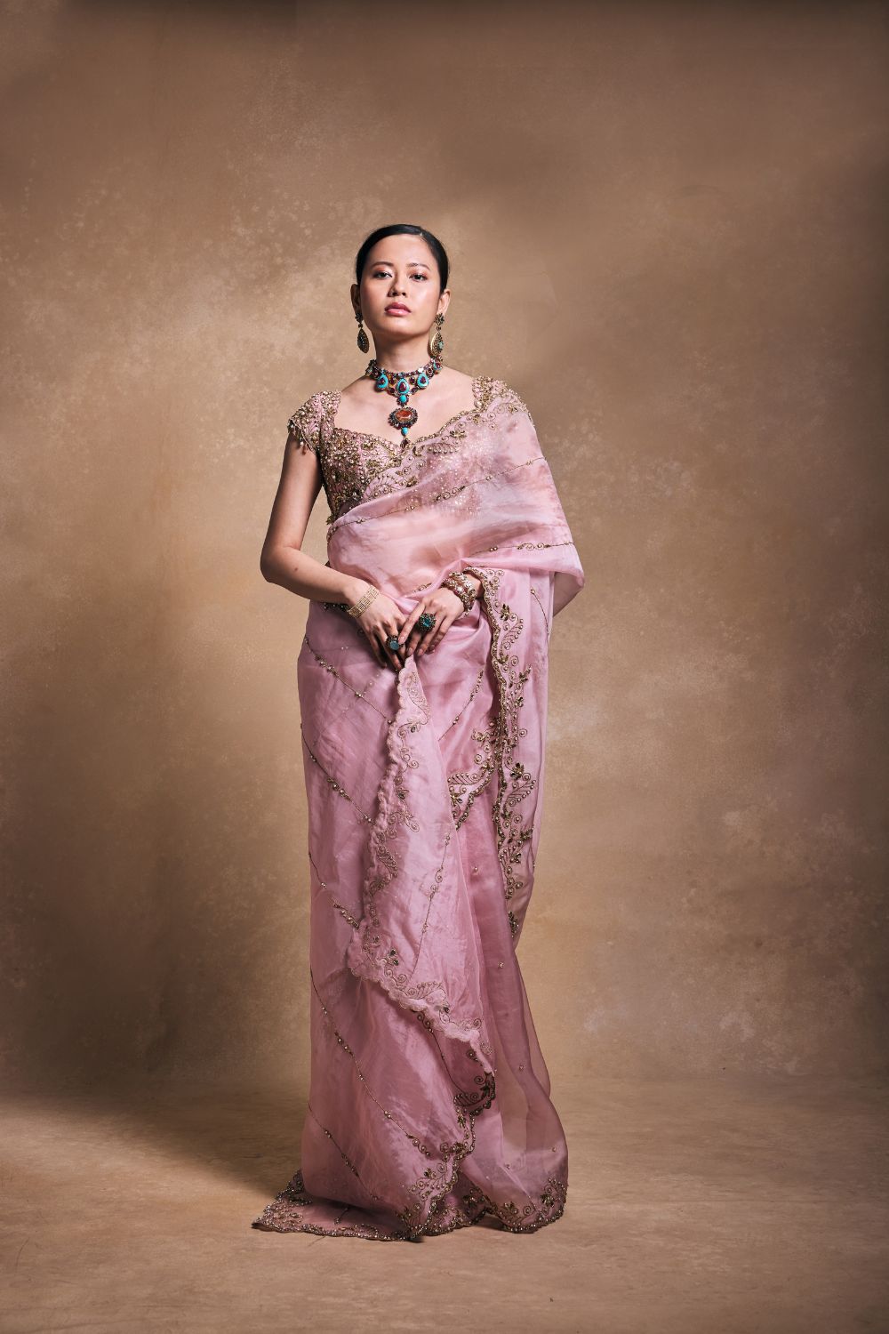 BLUSH PINK ORGANZA SAREE