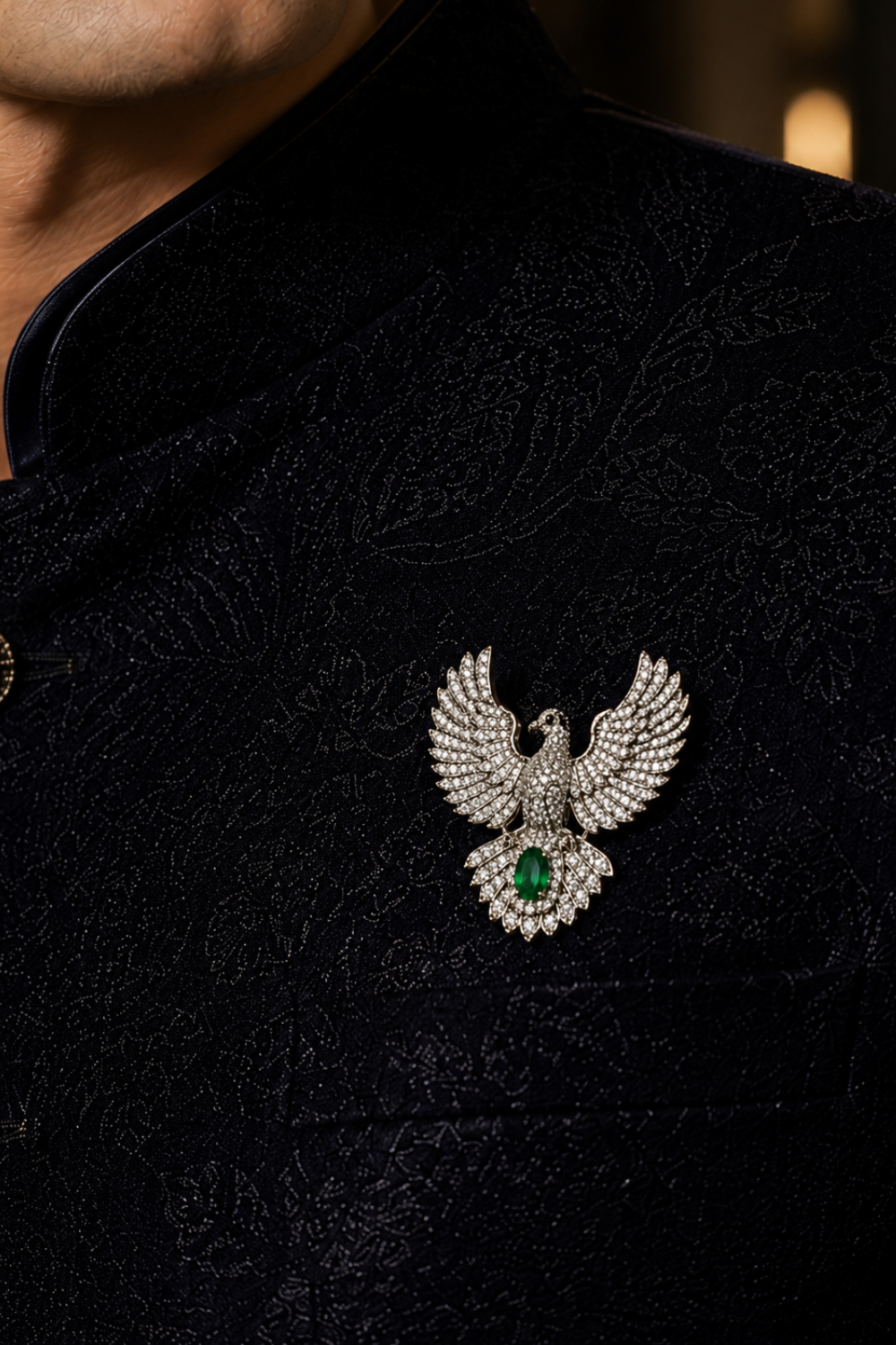 Zircon Bird Motif Brooch