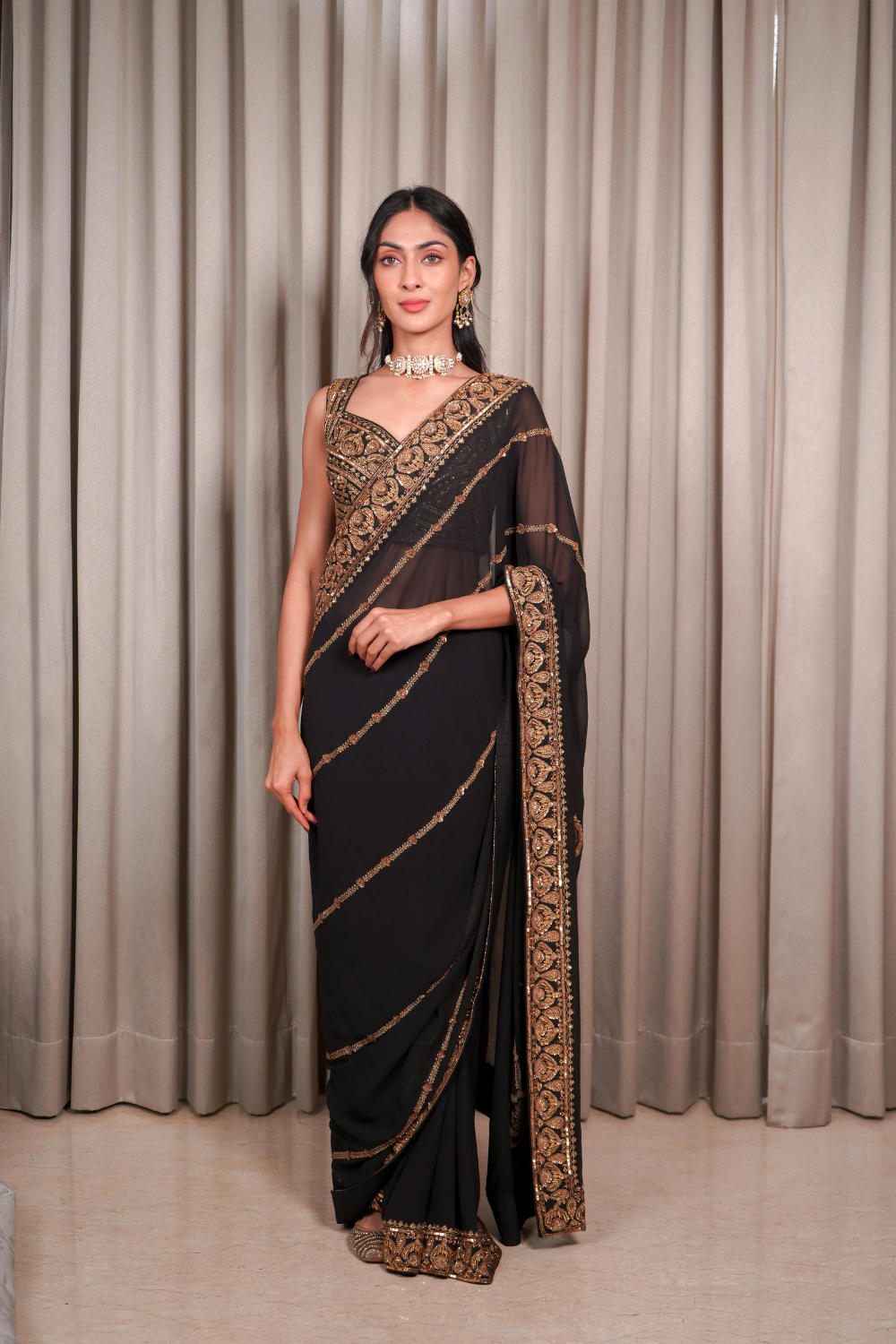 Black Saree Set