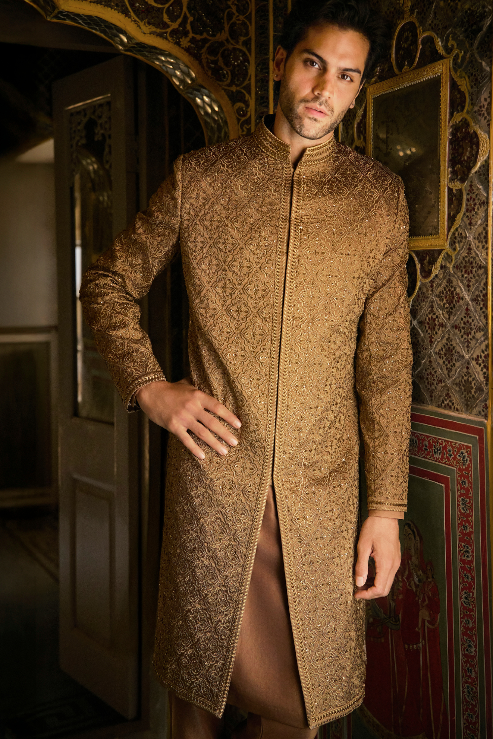 Gold Sherwani Set