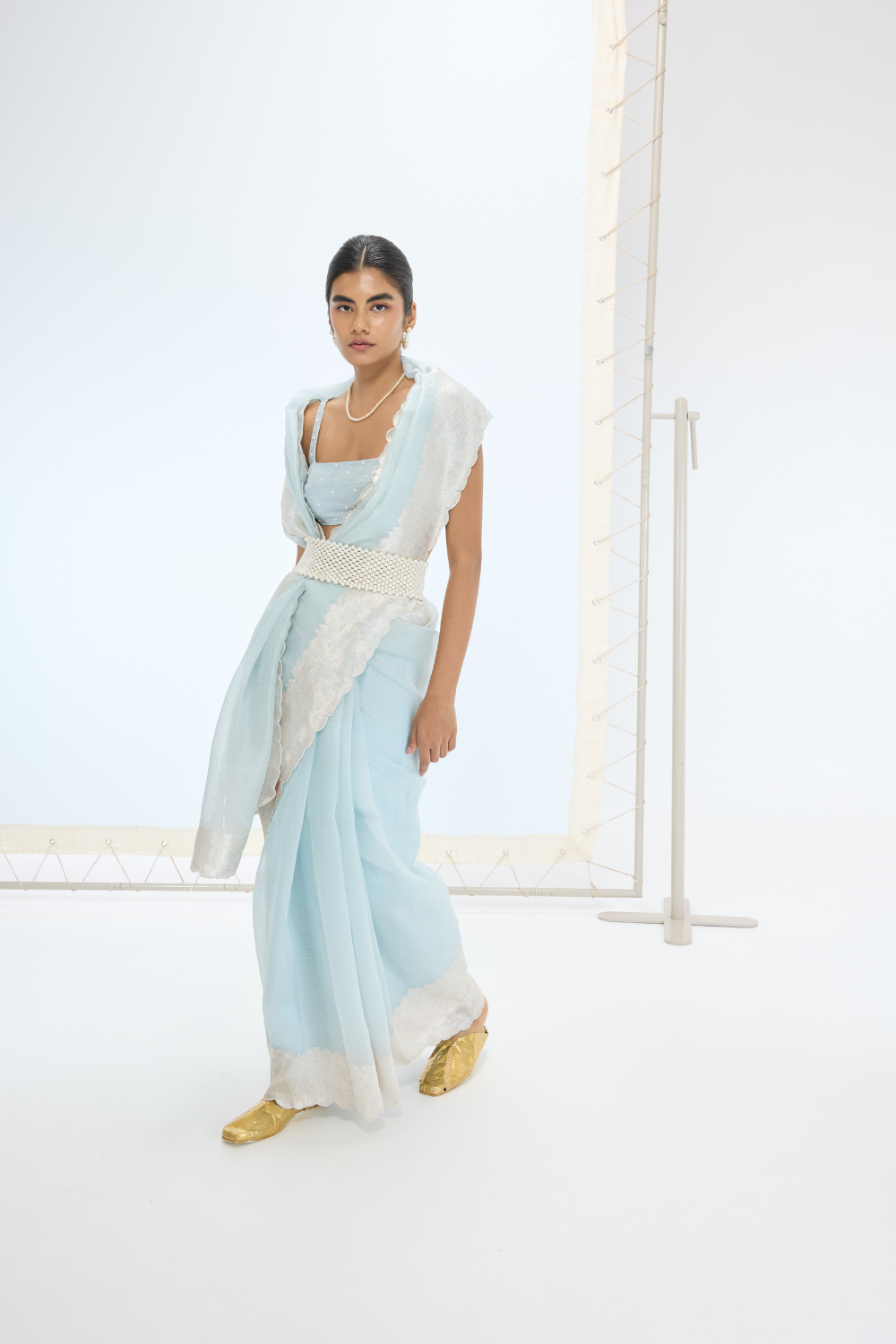 The Blake Saree in Ice Blue