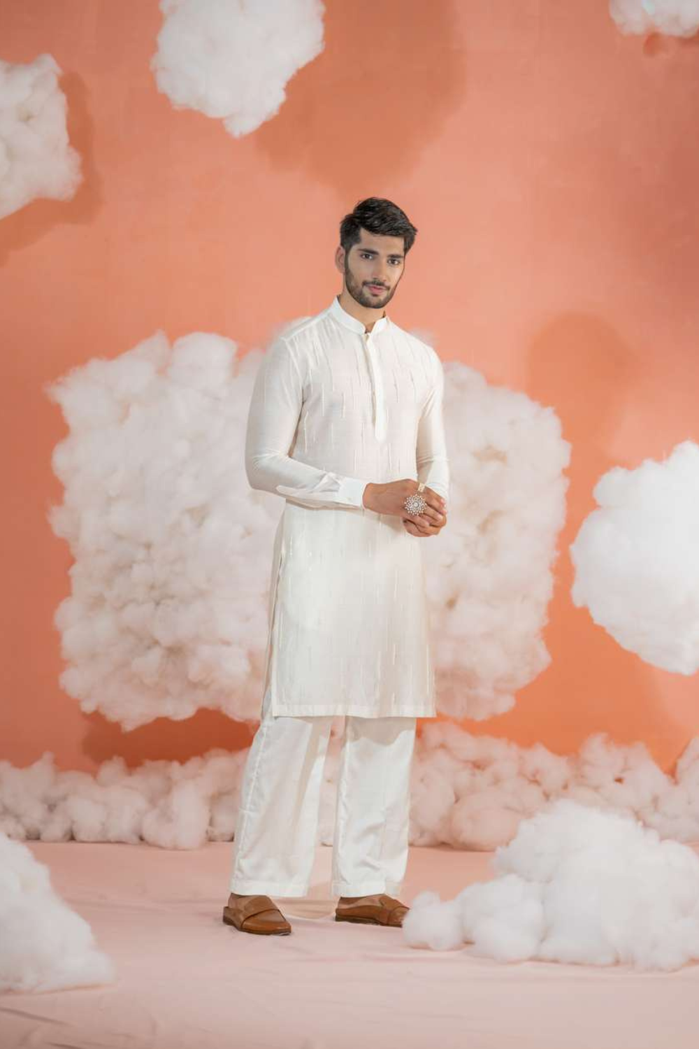 Ivory Fall Pipe Long kurta set