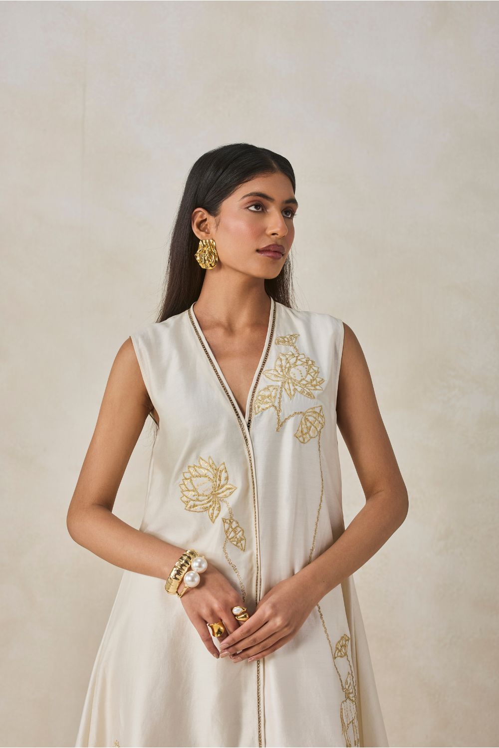 Chanderi Applique work Kurta With Pant Set