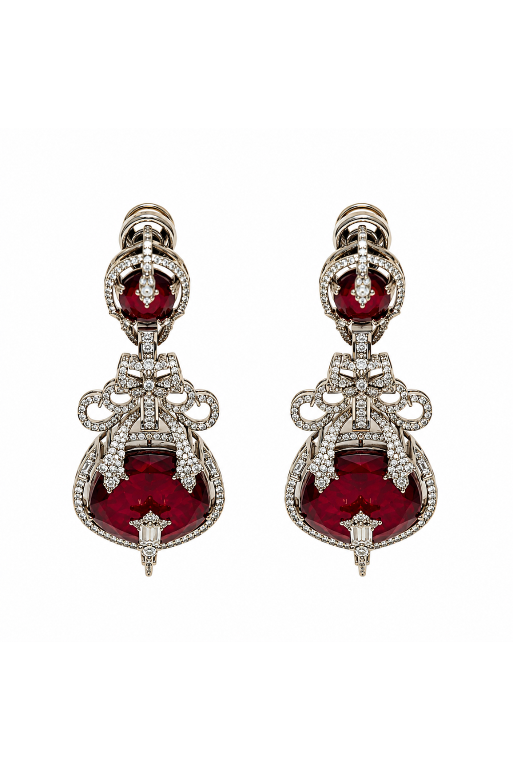 Ruby Semi-Precious Stone Moissanite Necklace Set