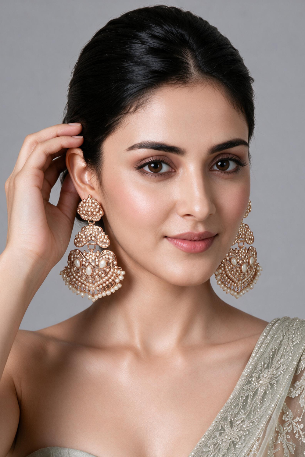Jadau Pearl Embellished Statement Earrings