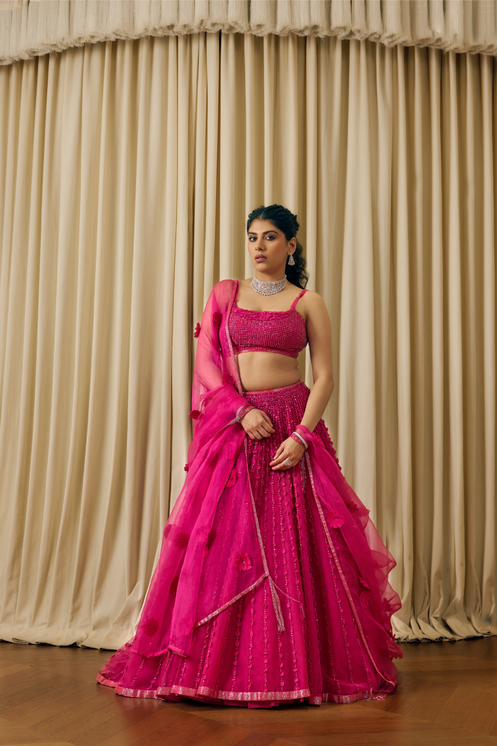 3d flower lehenga