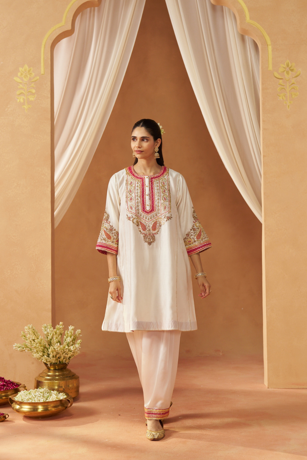 Zimal Daisy Ivory Chauga With Salwar and Dupatta