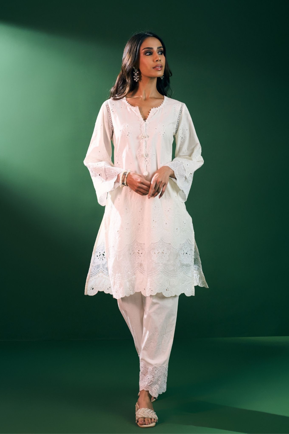 Riva Cotton Off White Kurta Set