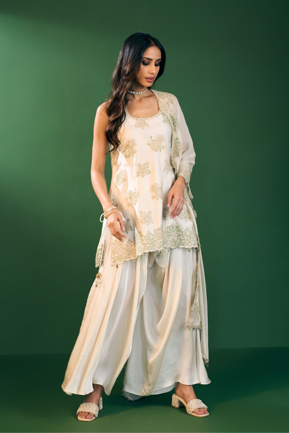Pahi Cupro Satin Off White Kurta Set