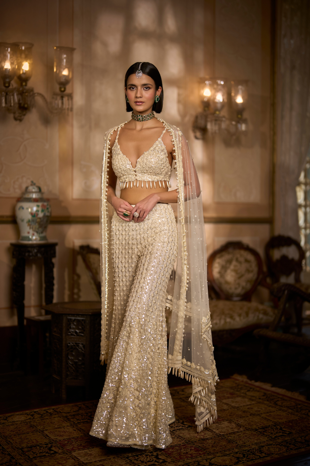 Cream Sharara - Pant Set