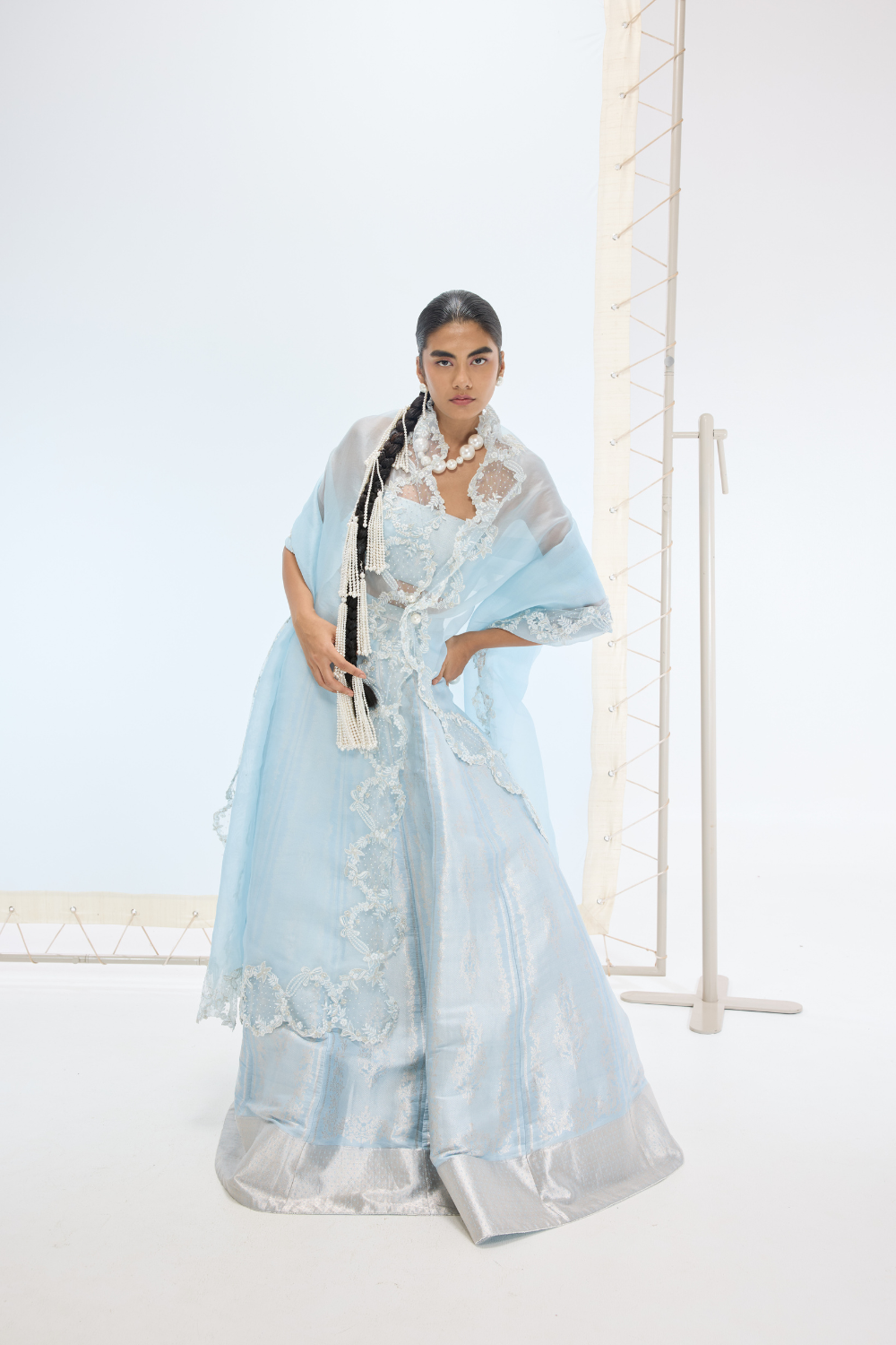 The Liza Lehenga Set in Aqua Green