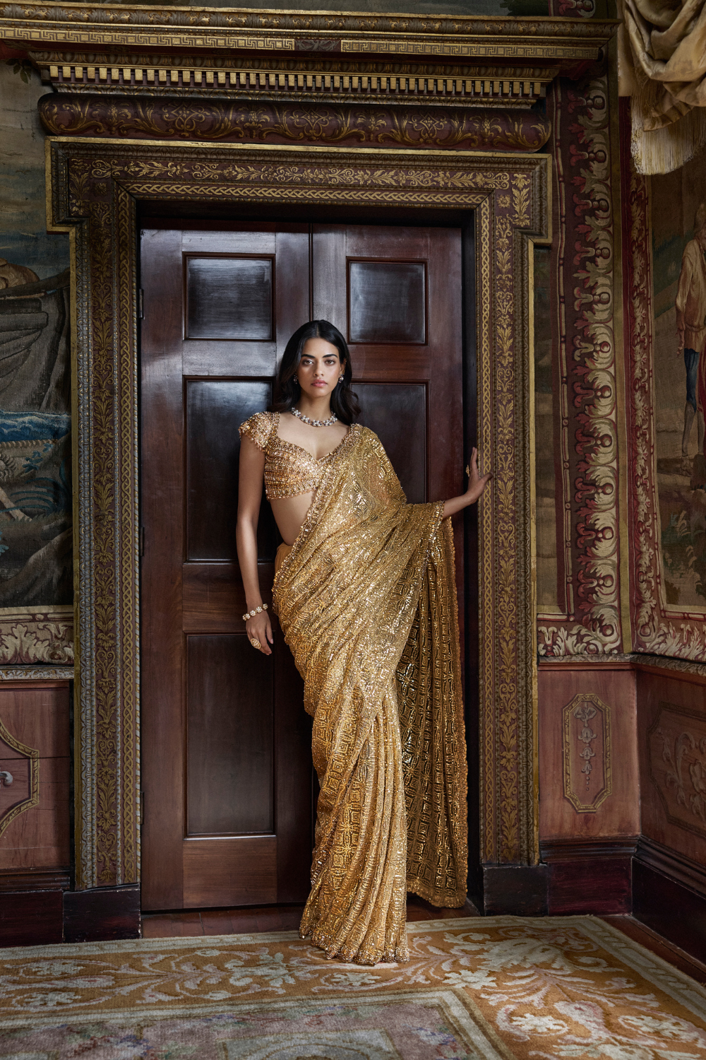 Antique Gold Crsytal Saree