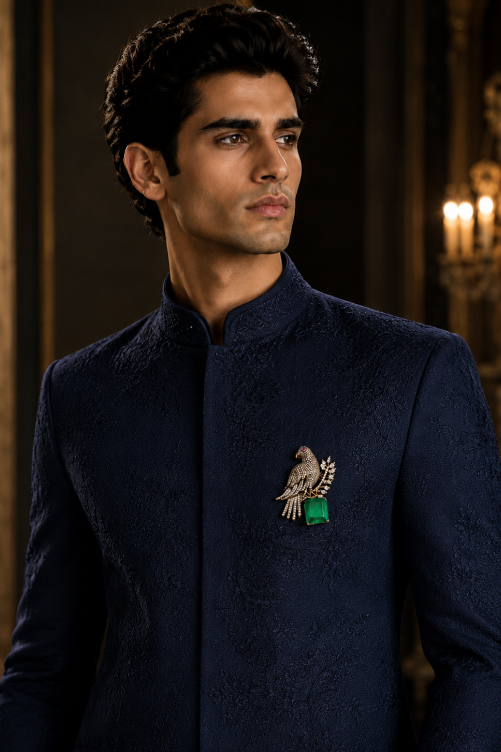 Gold Plated Zircon Eagle Motif Brooch