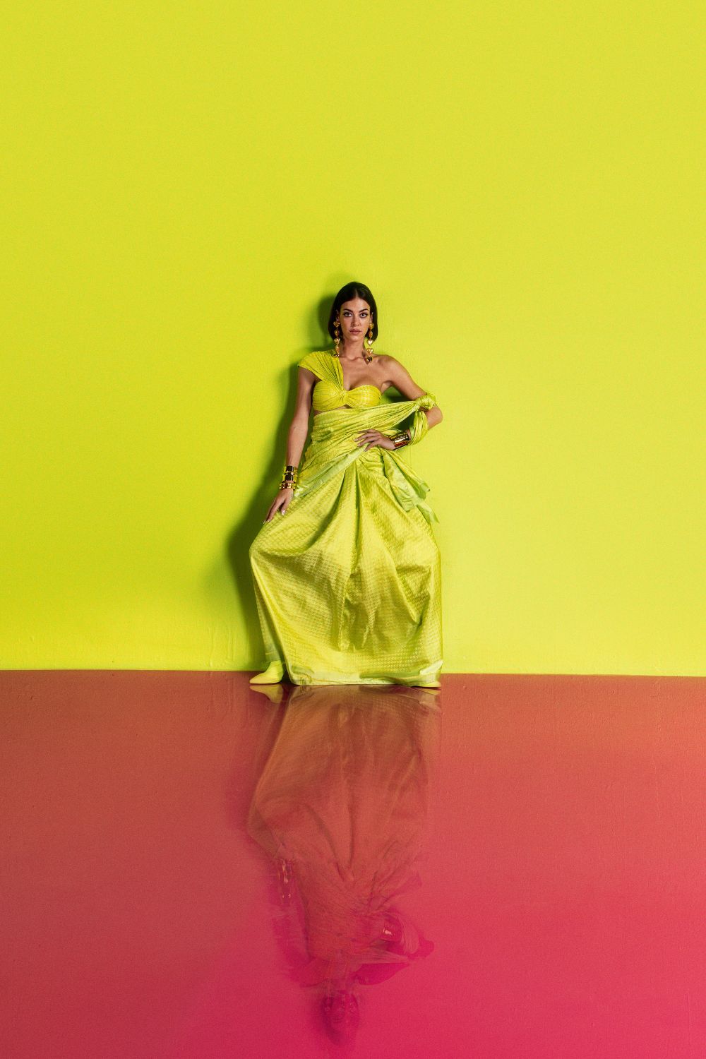 Lime Resham houndstooth
