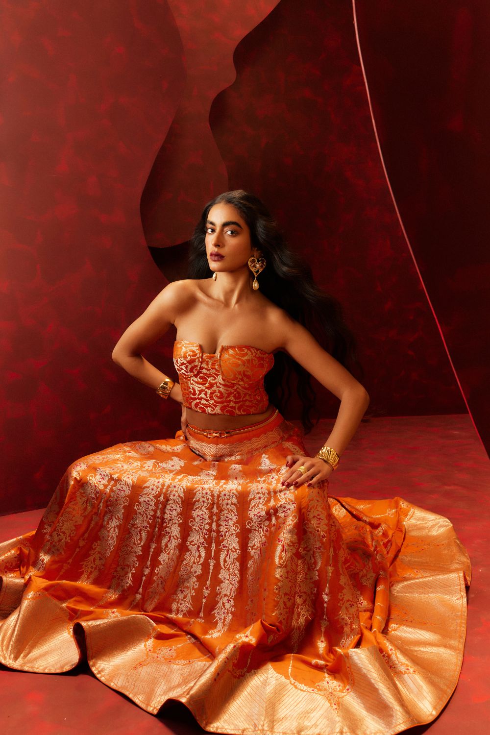 Crimson Kiss Lehenga Rust
