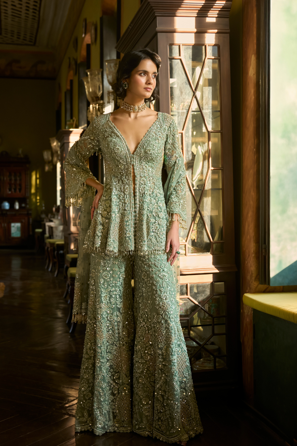 Sage Green Sharara Set