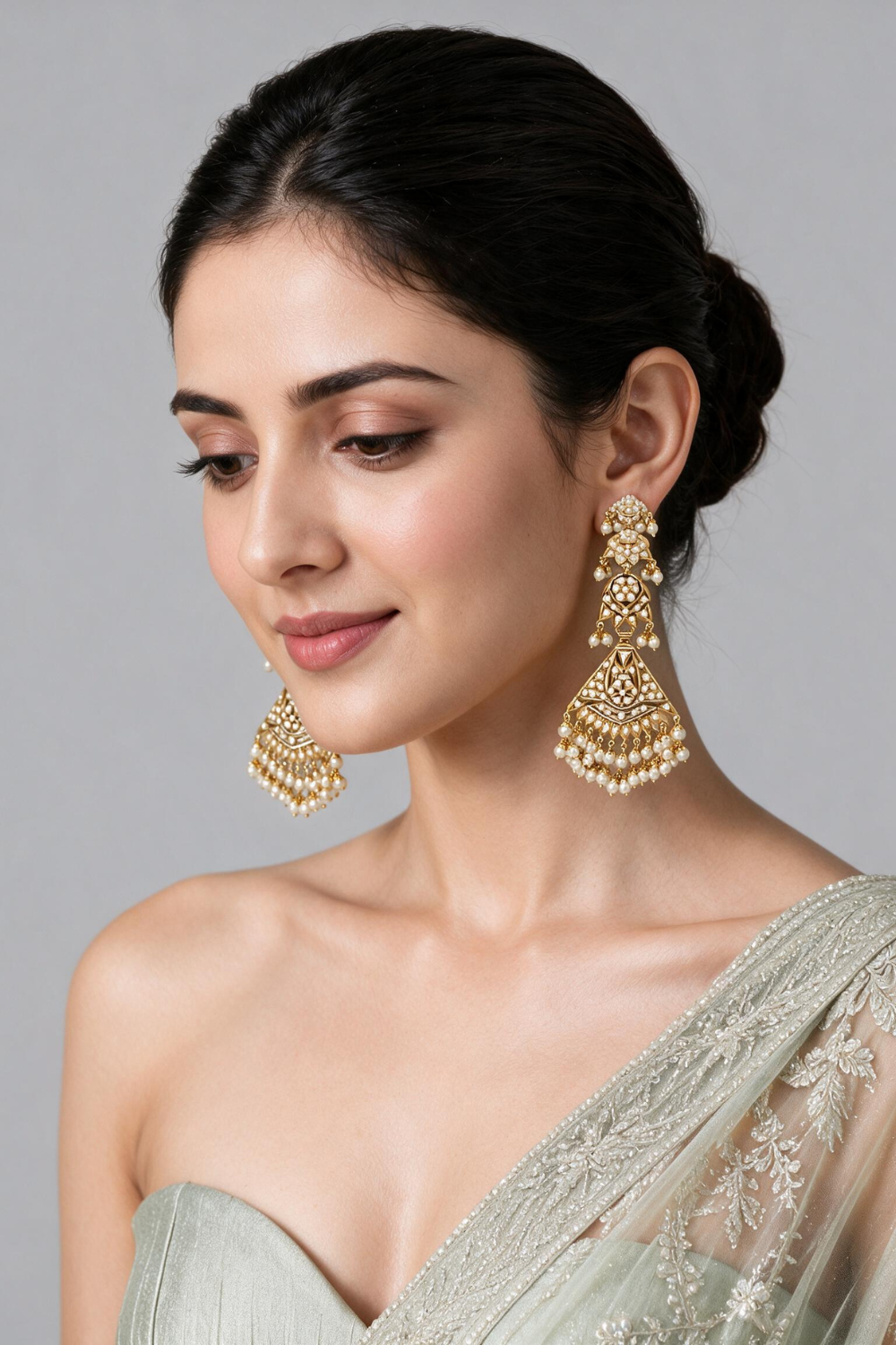 Jadau Pearl Geometric Statement Earrings