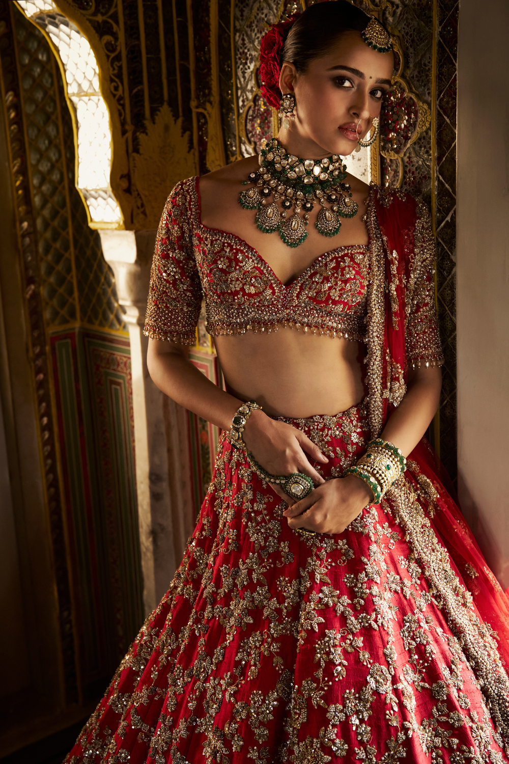 Red Zardosi Lehenga Set