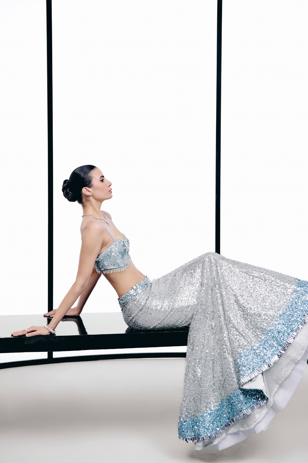 Ice Blue Fishcut Lehenga Set