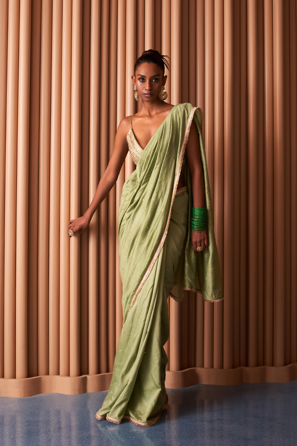 Sheen Green Saree
