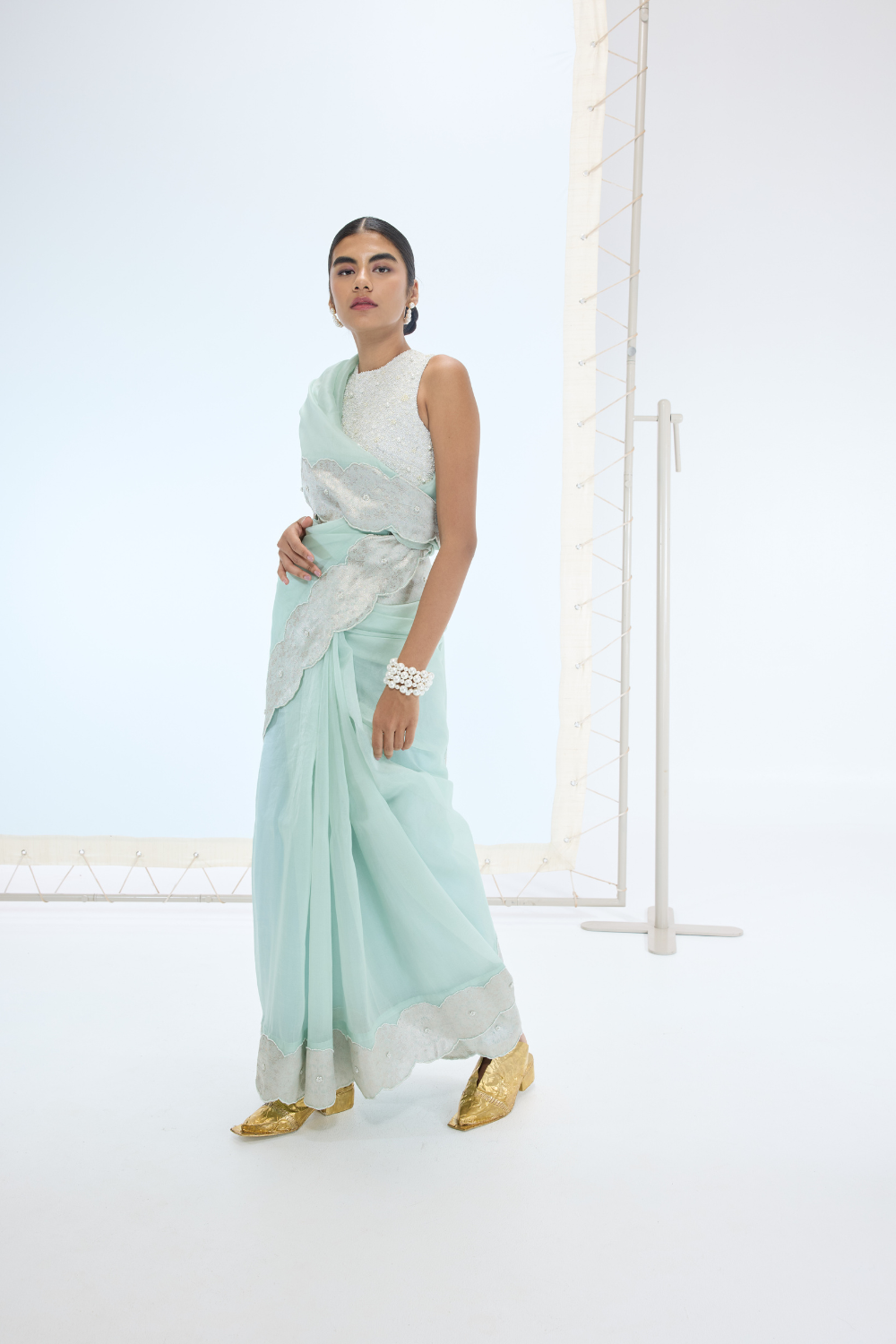 The Jane Saree in Sea Green
