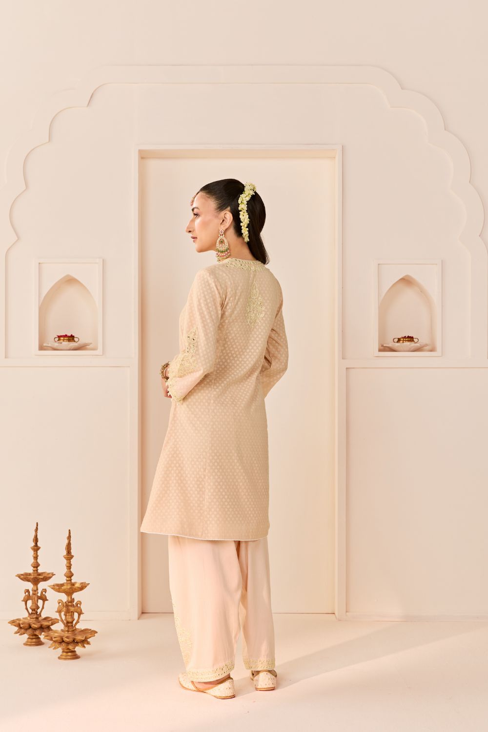 REEM - CARNATION PINK SHORT CHOGA WITH DOGRI SALWAR AND DUPATTA
