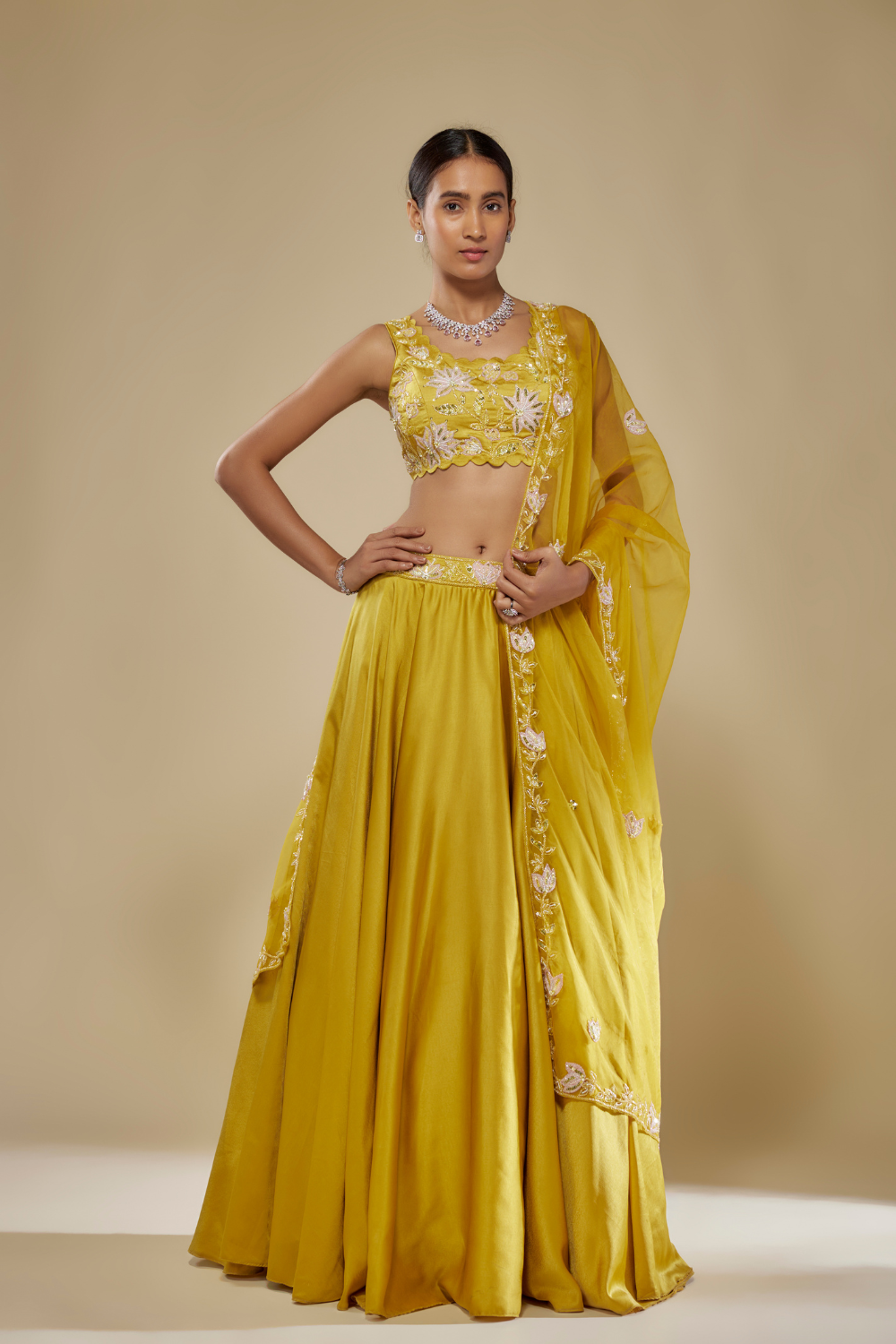 MUSTARD YELLOW LEHENGA CHOLI DUPATTA SET