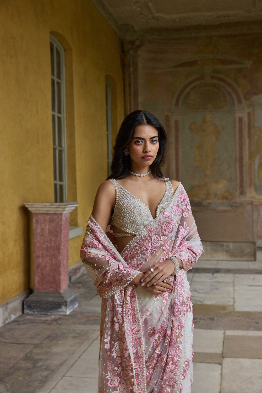 Pastel Pink Thread Work Saree