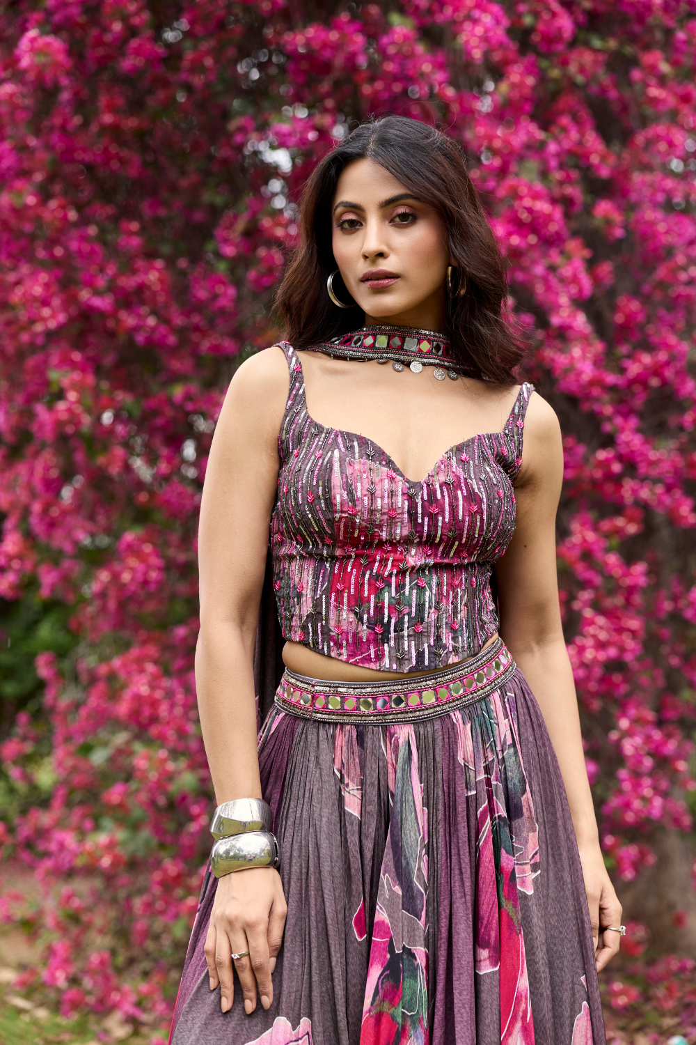 PLUMICIOUS PINK FLORAL LEHENGA SET