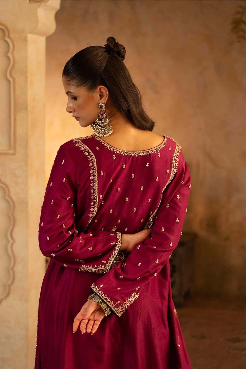 Crimson Silk Suit Set