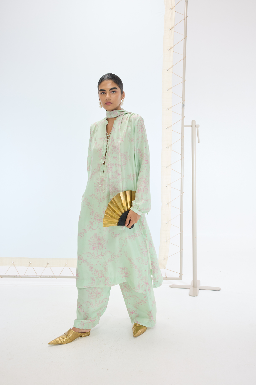 The Sophie Kurta Set in Sea Green