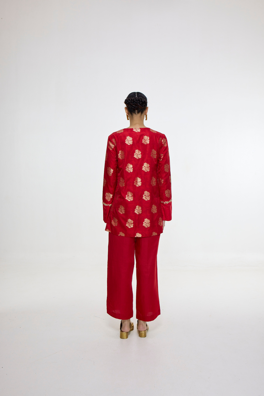 Handwoven Red Short Kurta Set
