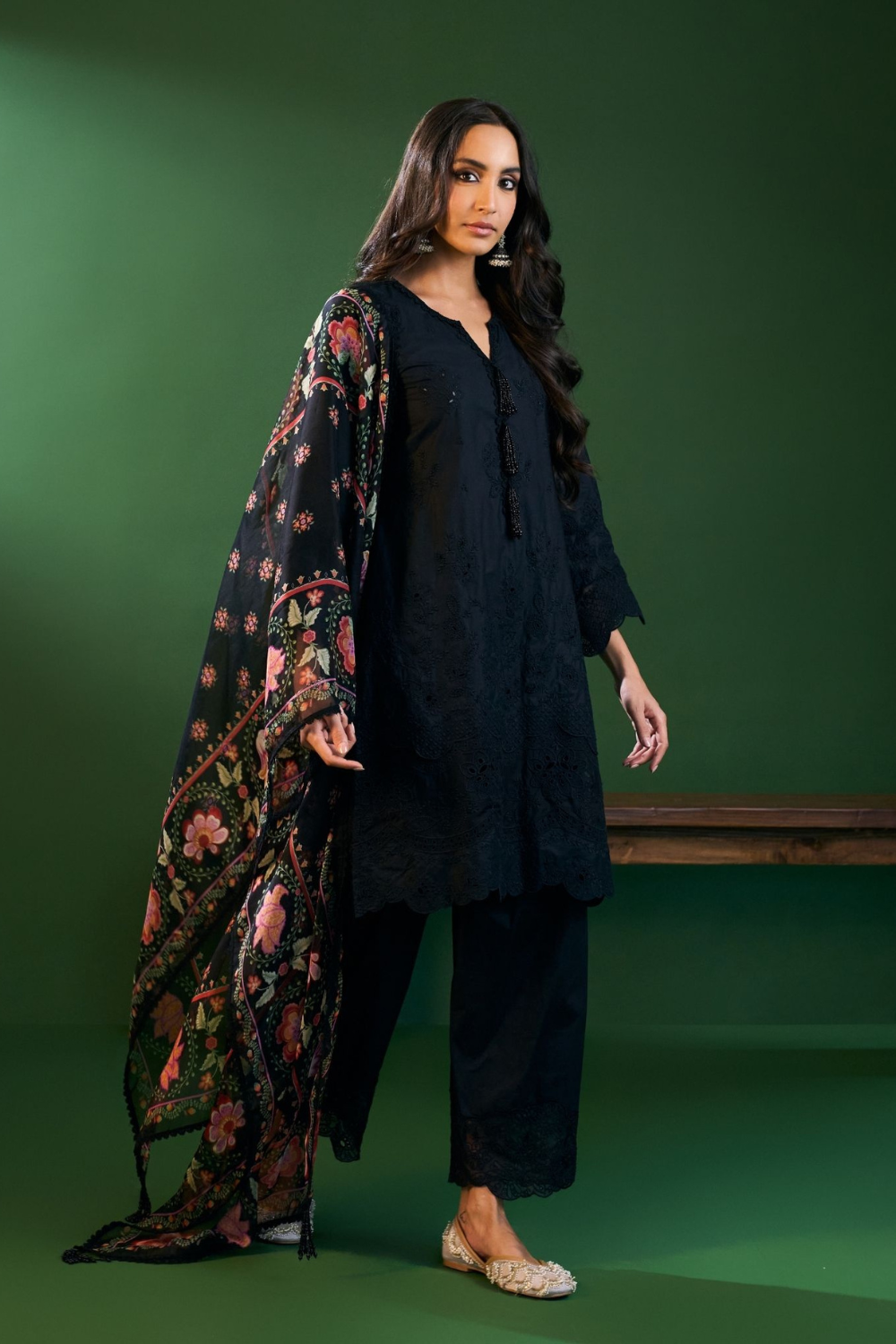 Riva Cotton Black Kurta Set