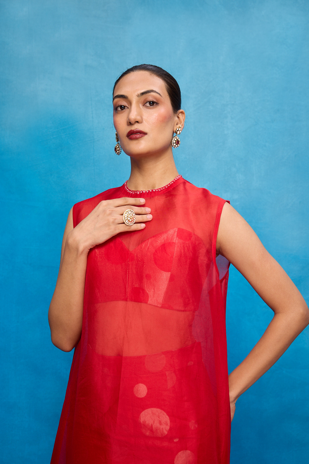 Handwoven Red Silk Banarasi Suit Set