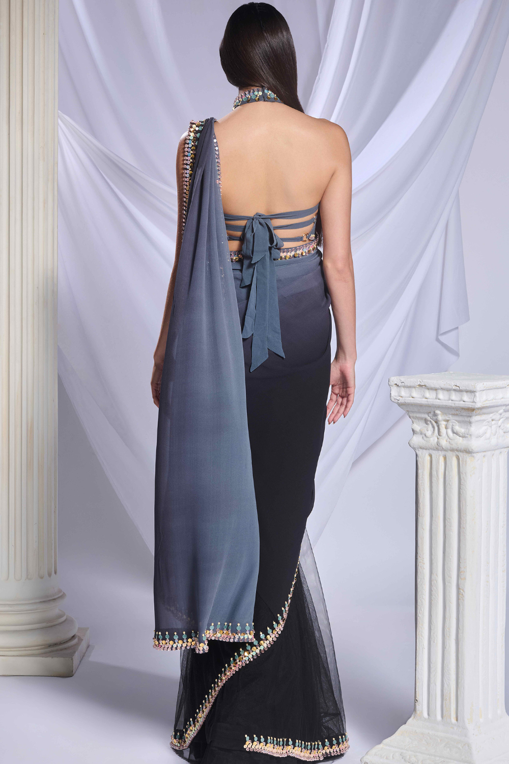 Black Rose Saree Set