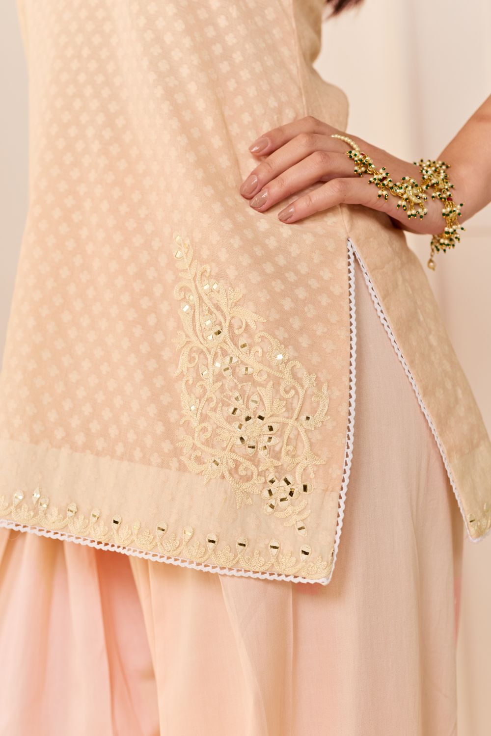 MIRAL - CARNATION PINK SHORT KURTA WITH FARSI SALWAR AND DUPATTA