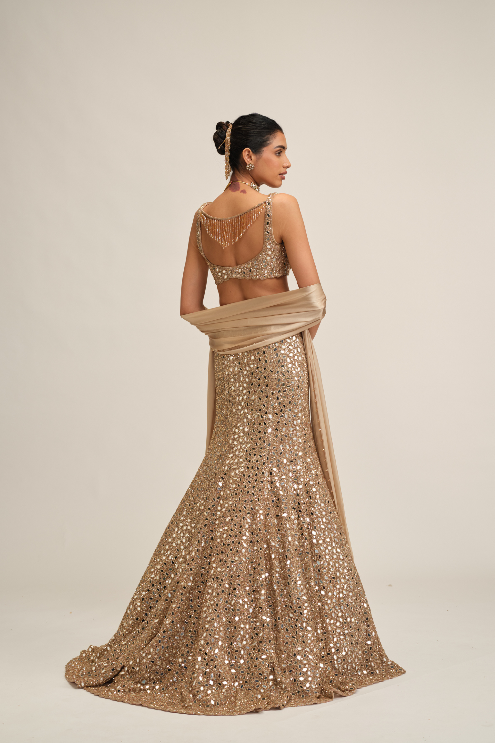 Light Beige Fishcut Lehenga Set