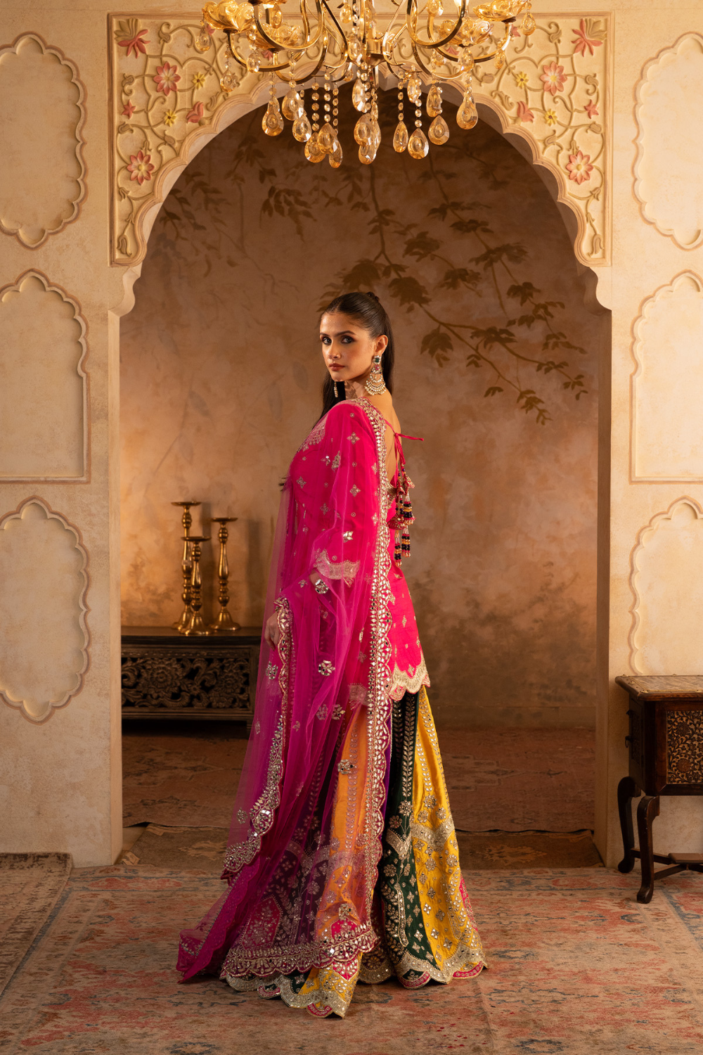 Multi Raw Silk Sharara Set