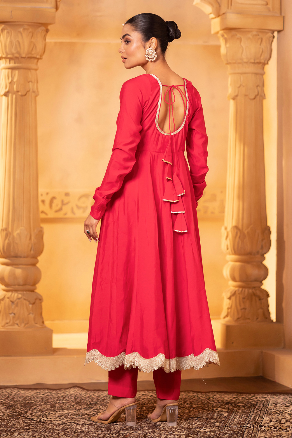 Pink Modal Silk Anarkali Set