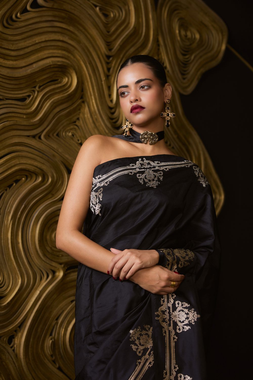 Goth Bride Saree Black